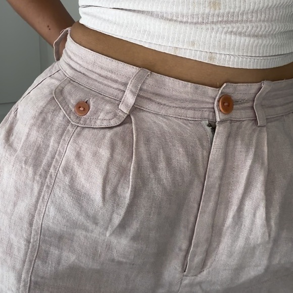 Rachel Comey High Waisted Linen Baby Pink Shorts - Picture 4 of 4
